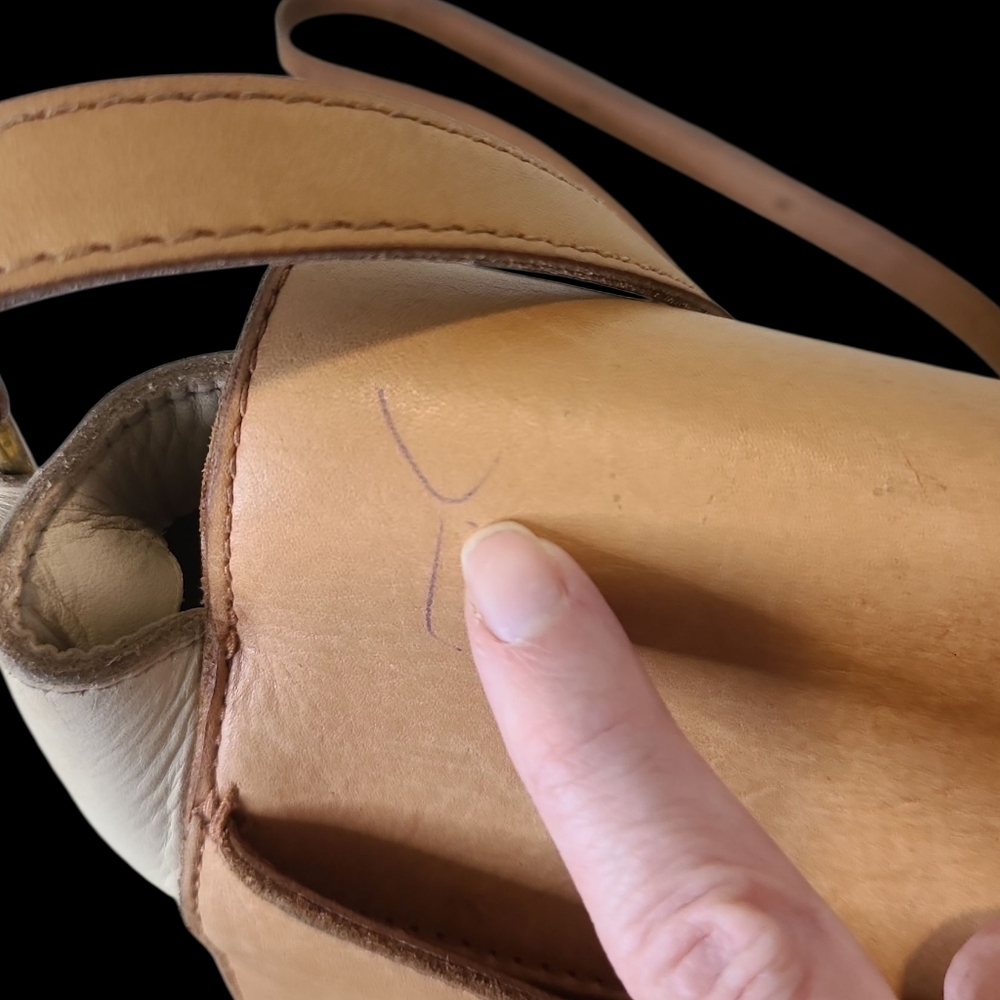 Madewell Abroad Classic Tan And Cream Thick Leather Shoulder/ Crossbody Bag - Picture 5 of 10